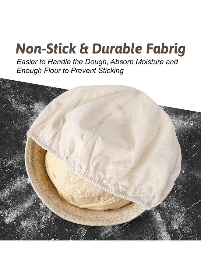 2 Pcs Round Bread Proofing Basket Cloth Liner, Banneton Basket Liner Baking Dough Basket Cover Natural Rattan Banneton Proofing Cloth Bread Baking Supplies for Bakery Home Baking - Image 3